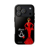Funda de teléfono personalizable María rojo fondo negro Virgencita – para iPhone, Samsung, Pixel