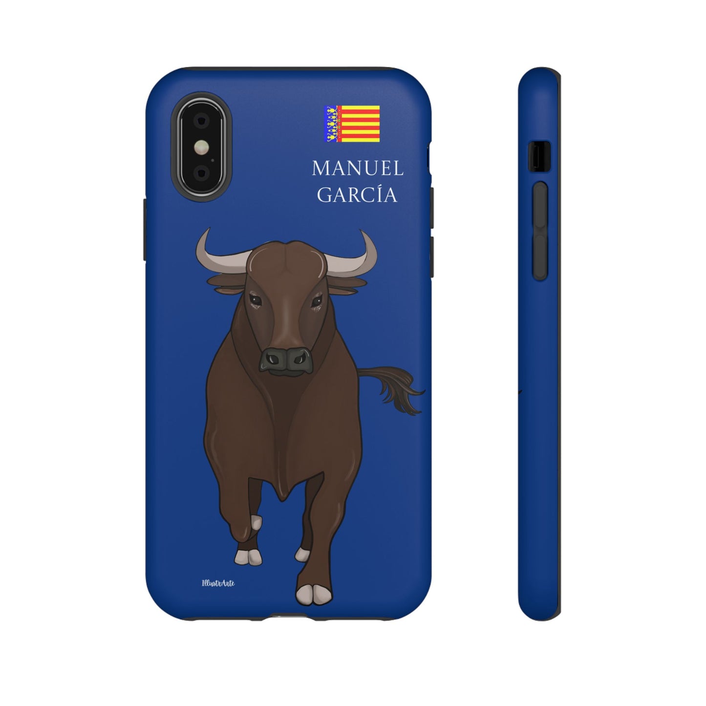 una funda de teléfono con una imagen de un toro