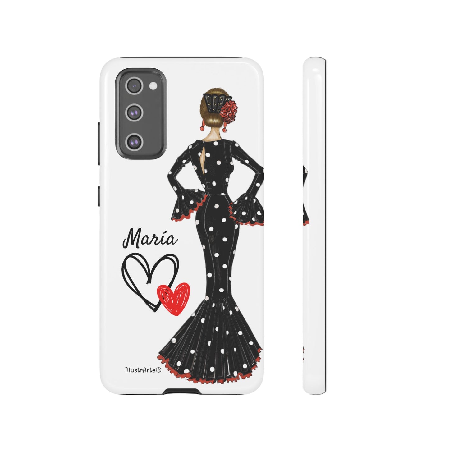 Personalized phone case Maria in black dress – for iPhone, Samsung, Pixel