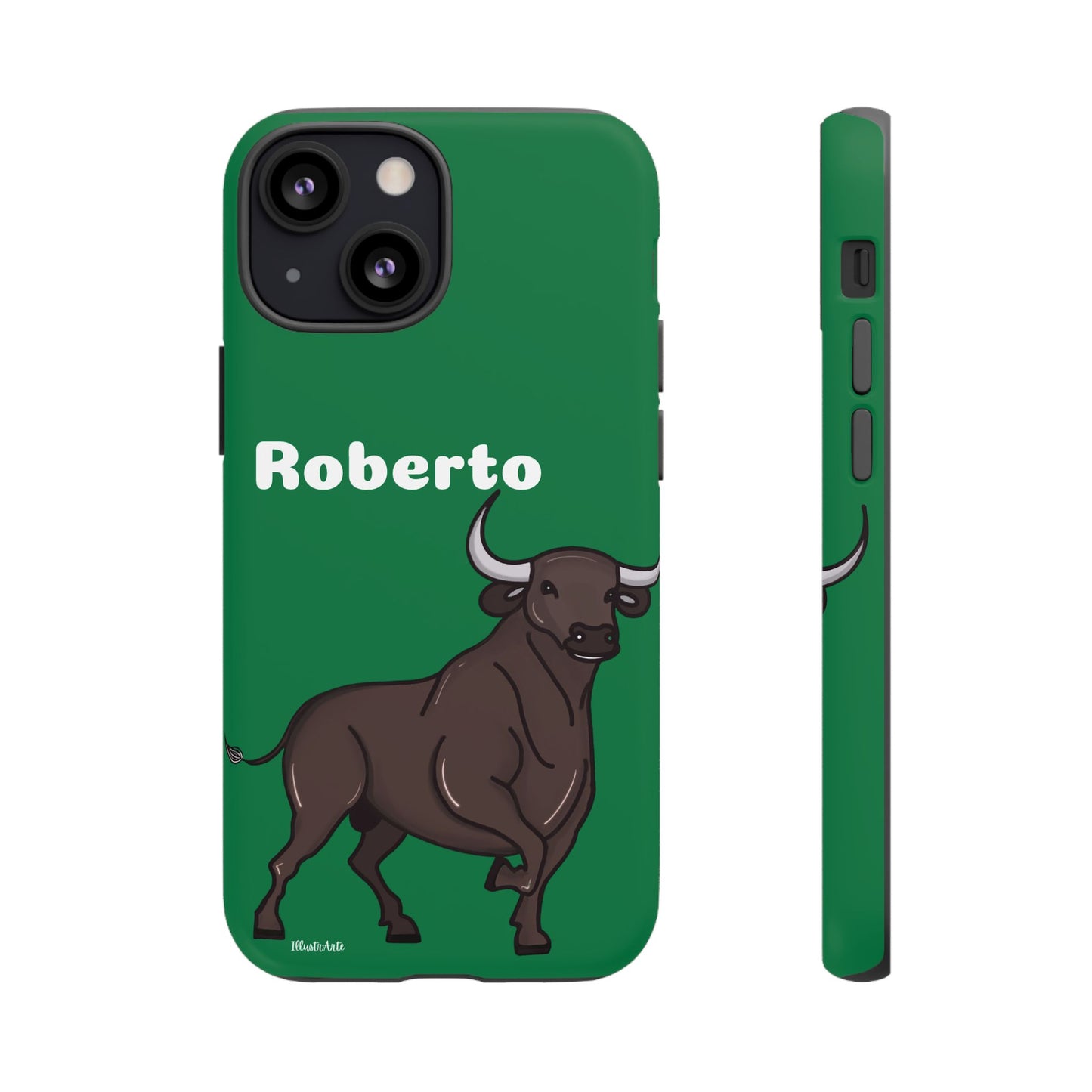 una funda de teléfono con un toro en ella