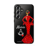 Funda de teléfono personalizable María rojo fondo negro Virgencita – para iPhone, Samsung, Pixel