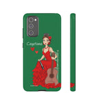 Personalised phone case flamenco dancer Cayetana, green background for Samsung Galaxy S20 FE, gloss finish – illustrArte
