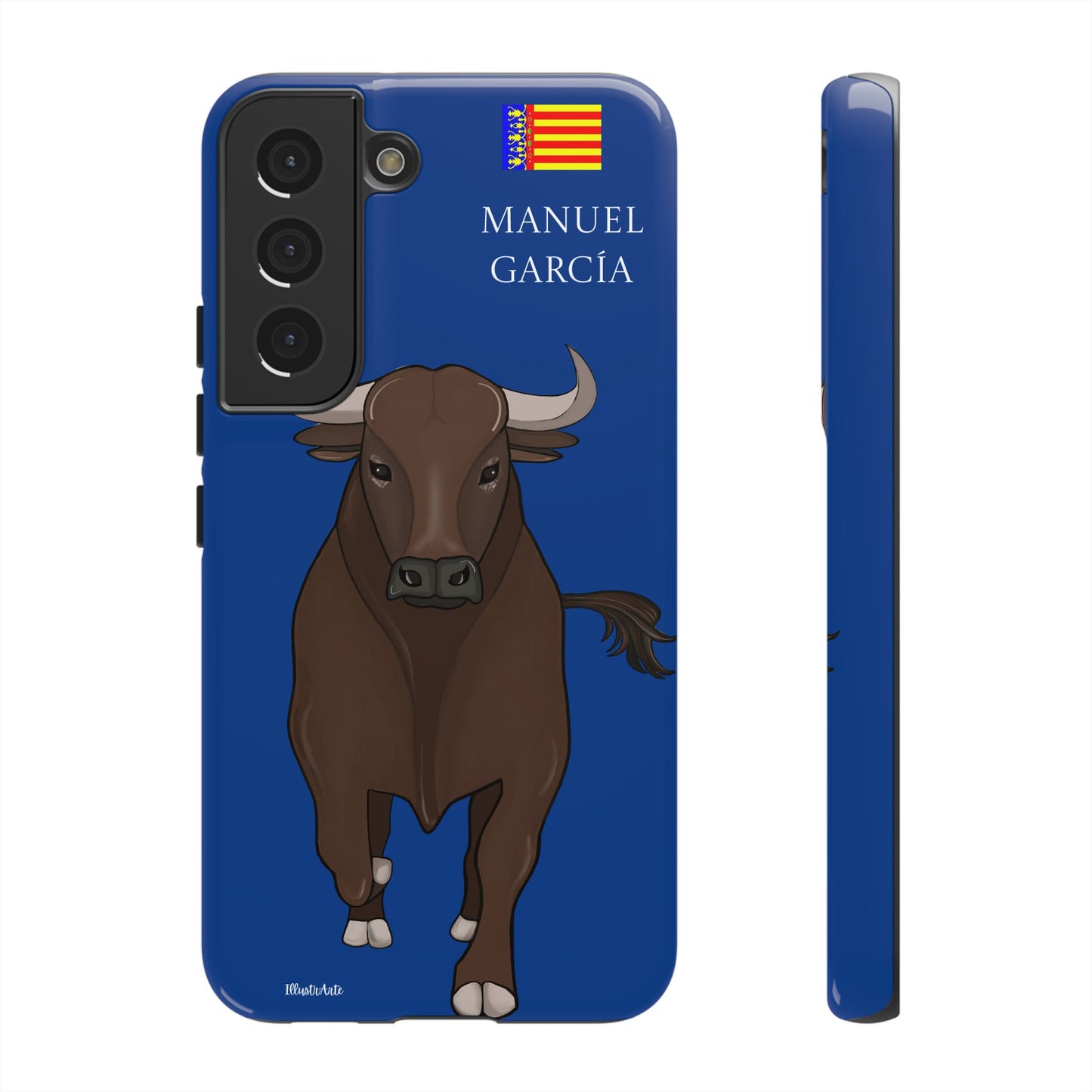 una funda de teléfono con una imagen de un toro