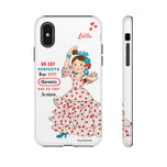 Personalised phone case flamenco dancer Lolita, with quote for iPhone X, gloss finish – illustrArte