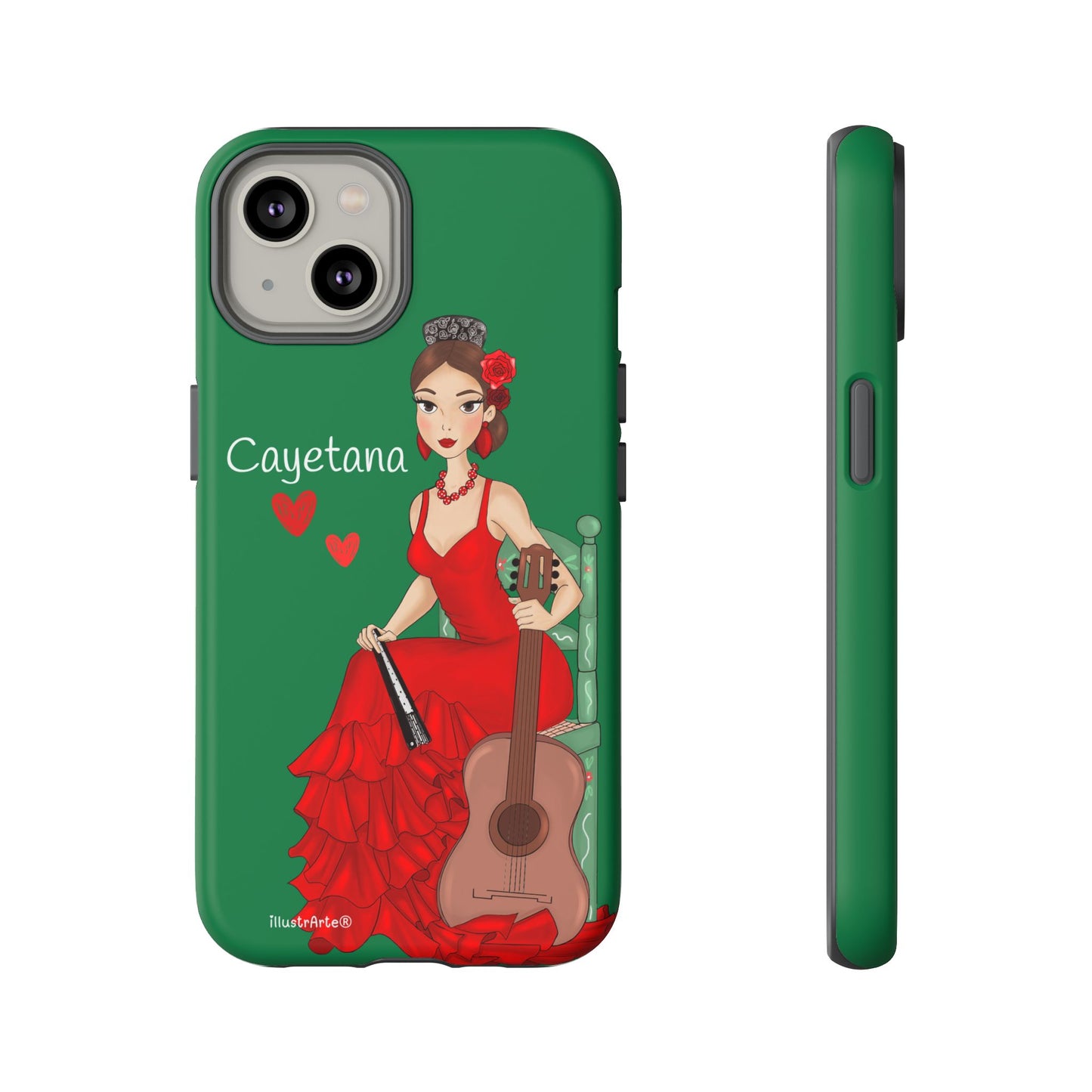 Cayetana personalized phone case with green background – for iPhone, Samsung, Pixel
