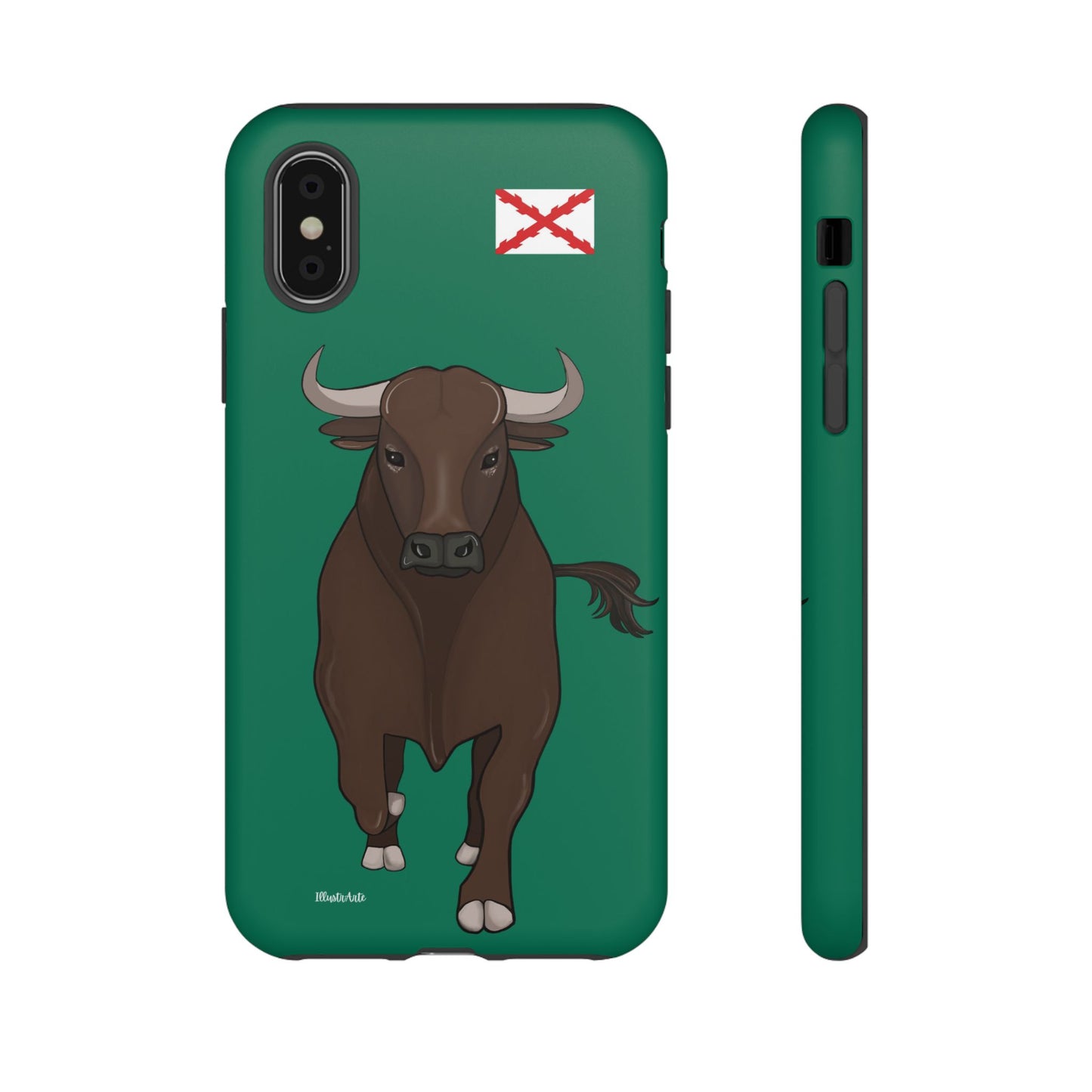 una funda de teléfono con un toro en ella