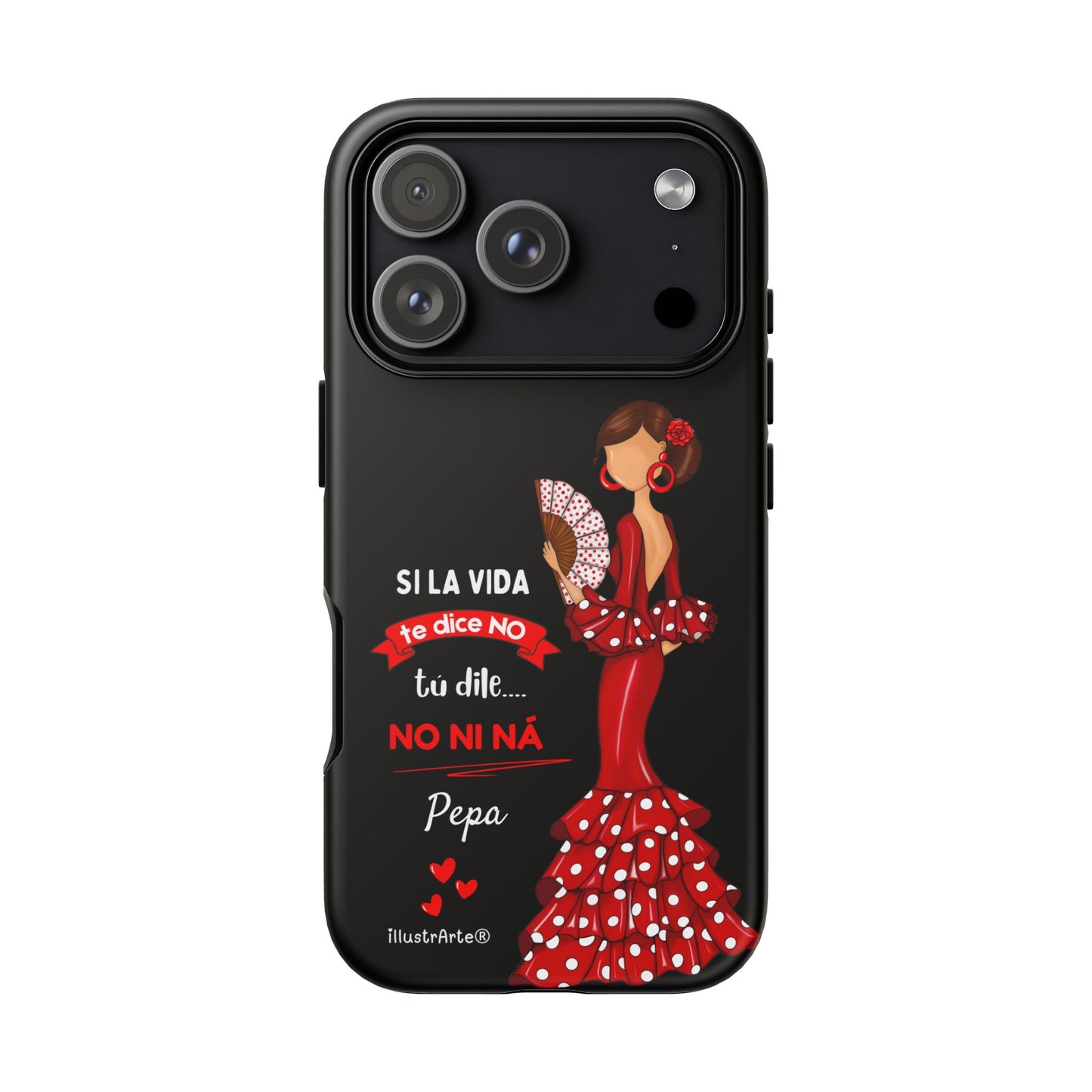 Funda de teléfono personalizable  - Modelo Pepa con frase Para iPhone, Samsung