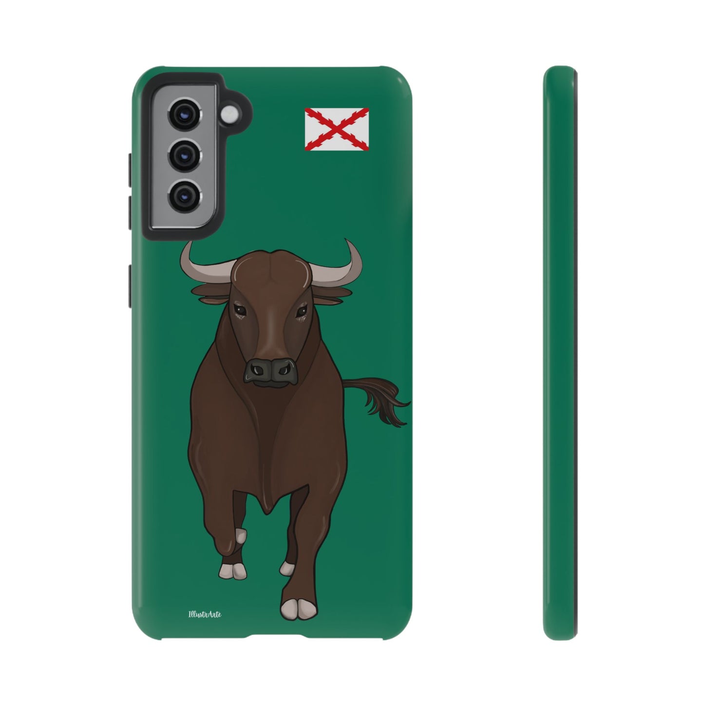 una funda de teléfono con un toro en ella