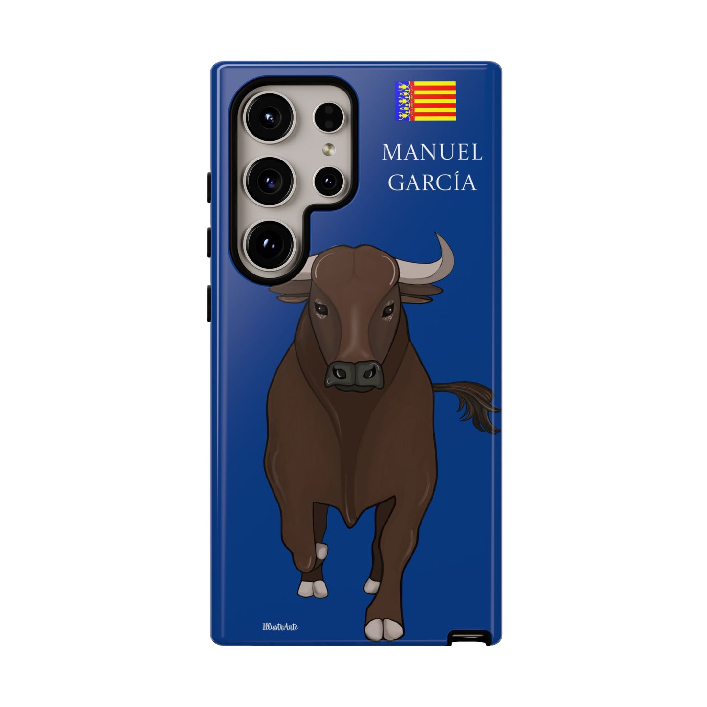 una funda de teléfono con una imagen de un toro