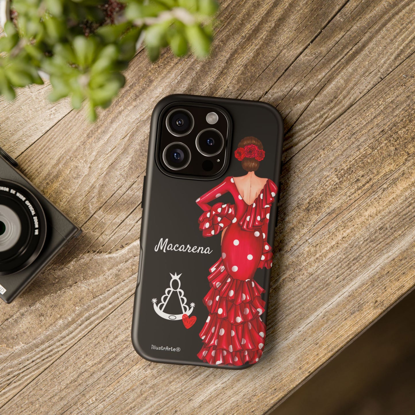 Funda de teléfono personalizada Macarena negro – para iPhone, Samsung, Pixel