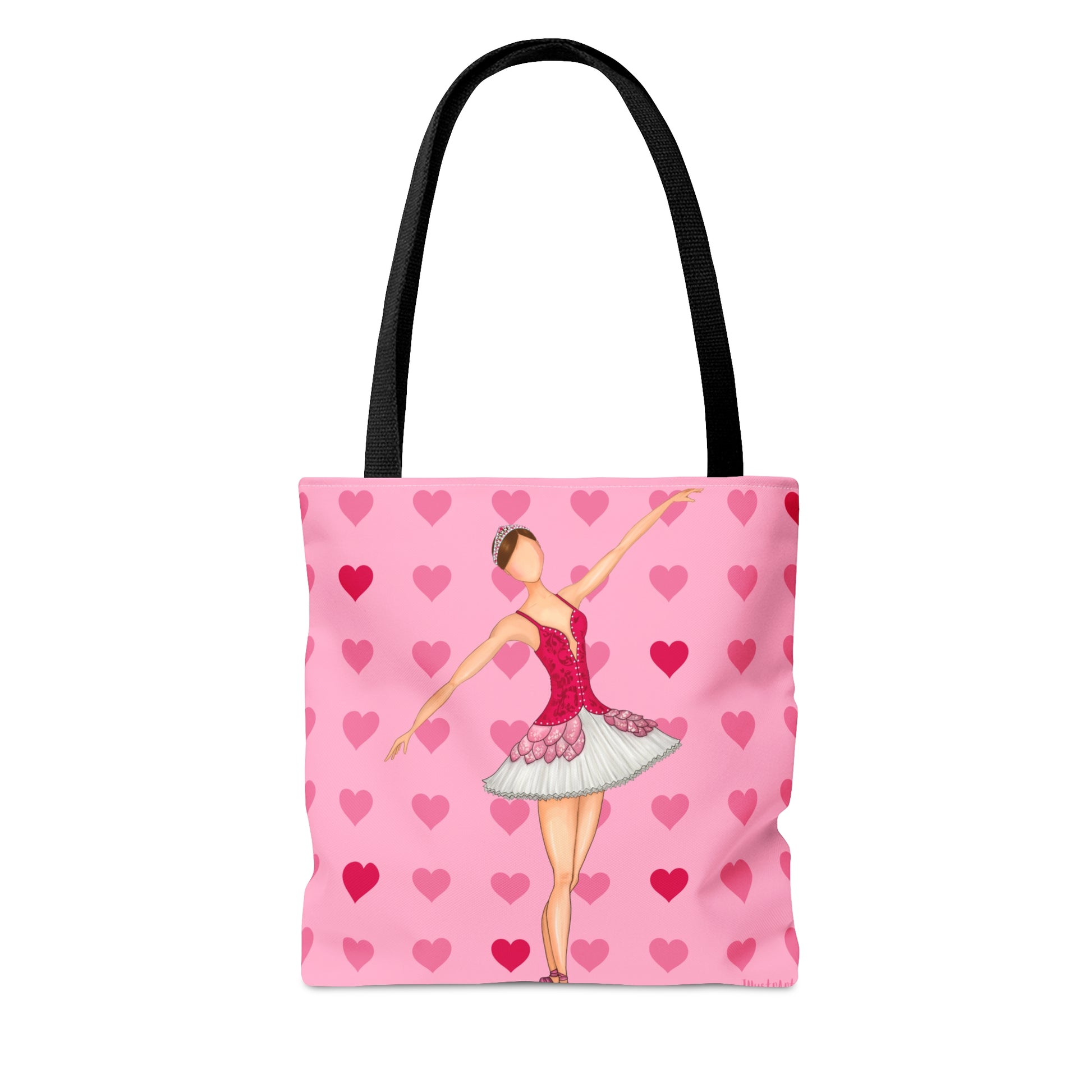 a pink tote bag with a ballerina on it