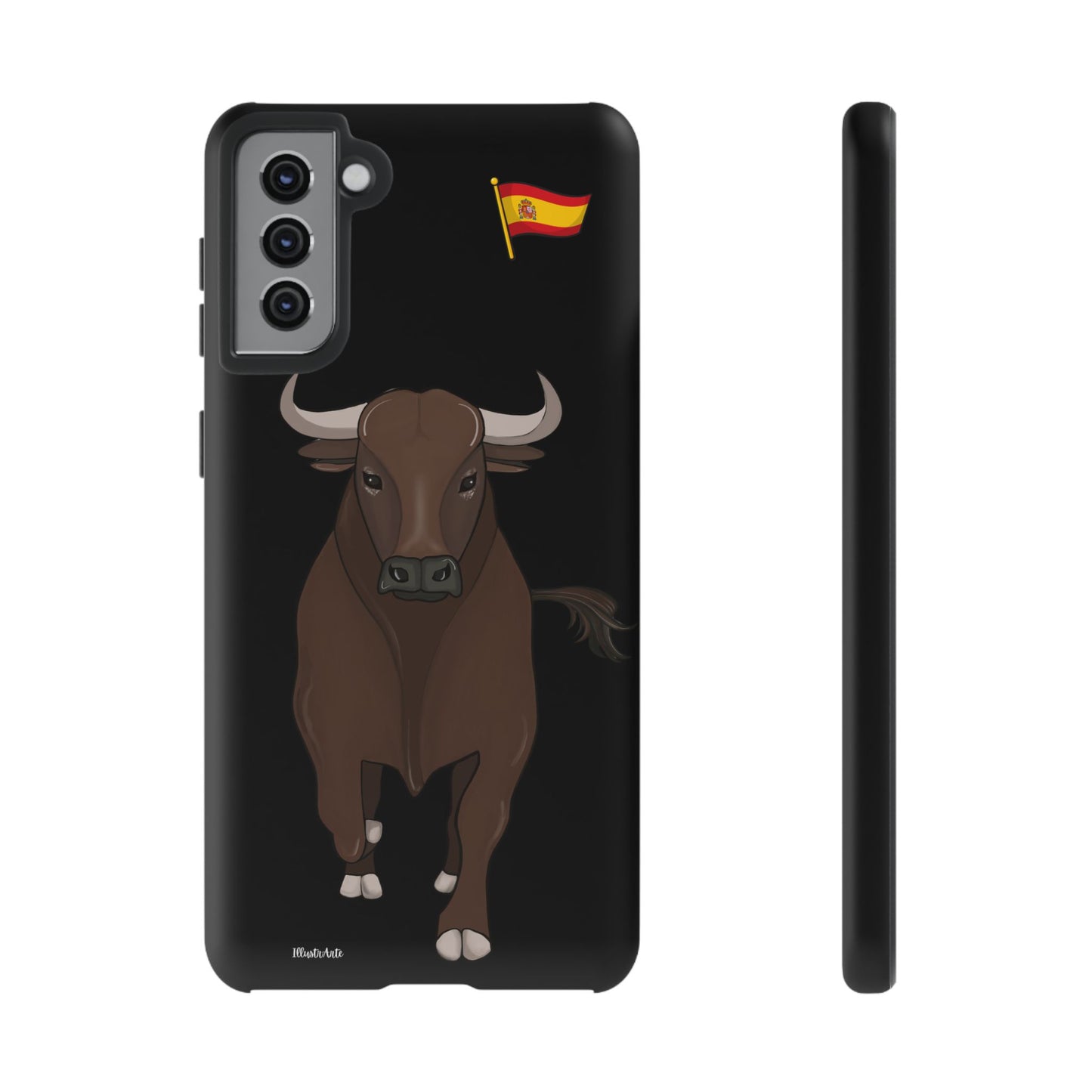 una funda de teléfono con un toro en ella