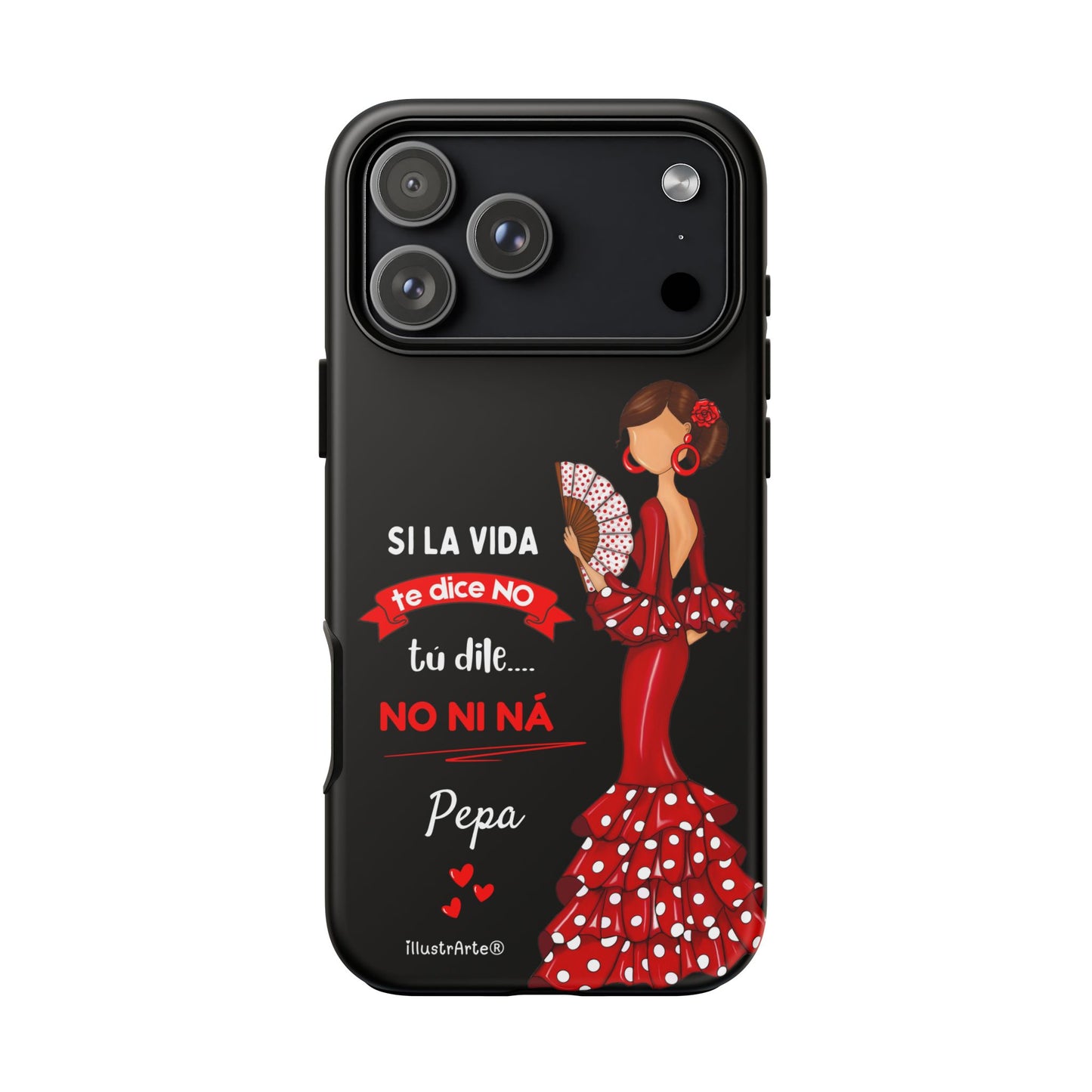 Funda de teléfono personalizable  - Modelo Pepa con frase Para iPhone, Samsung