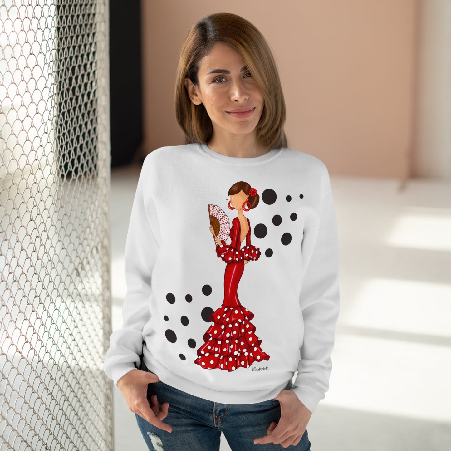 Sudadera Personalizable - Flamenca Pepa, blanco con corazones