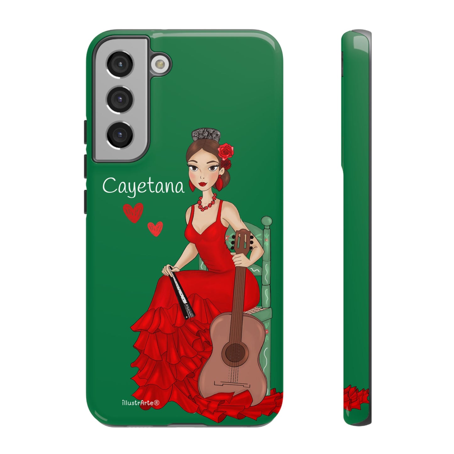 Cayetana personalized phone case with green background – for iPhone, Samsung, Pixel