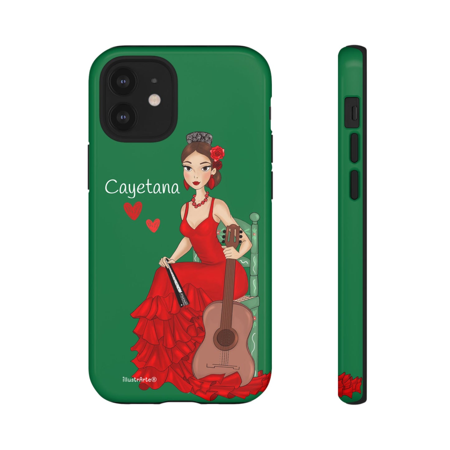 Cayetana personalized phone case with green background – for iPhone, Samsung, Pixel