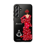 Personalised phone case flamenco dancer Macarena, with a little Virgin Mary for Samsung Galaxy S25 Plus, gloss finish – illustrArte