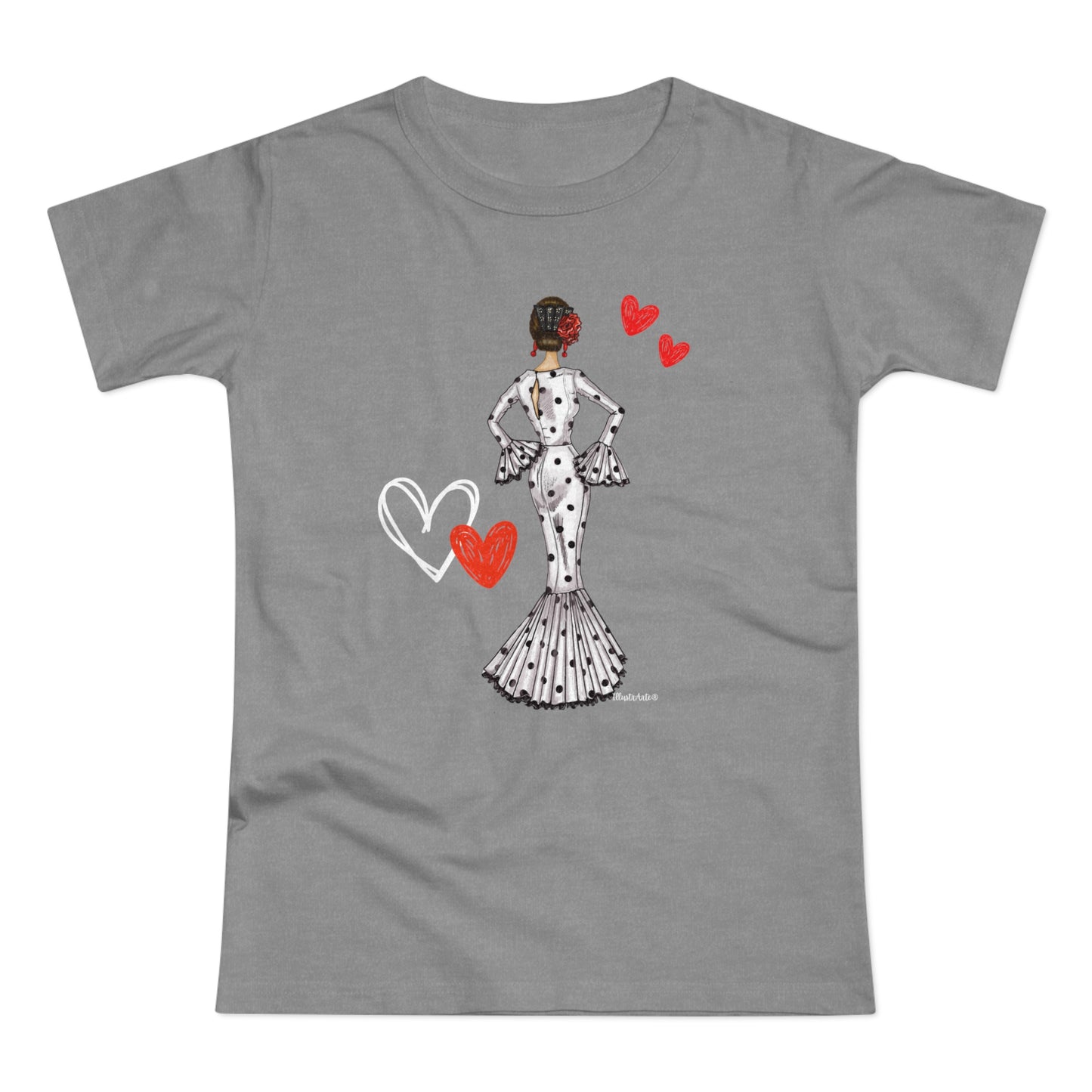 a t - shirt with an image of a woman holding a heart