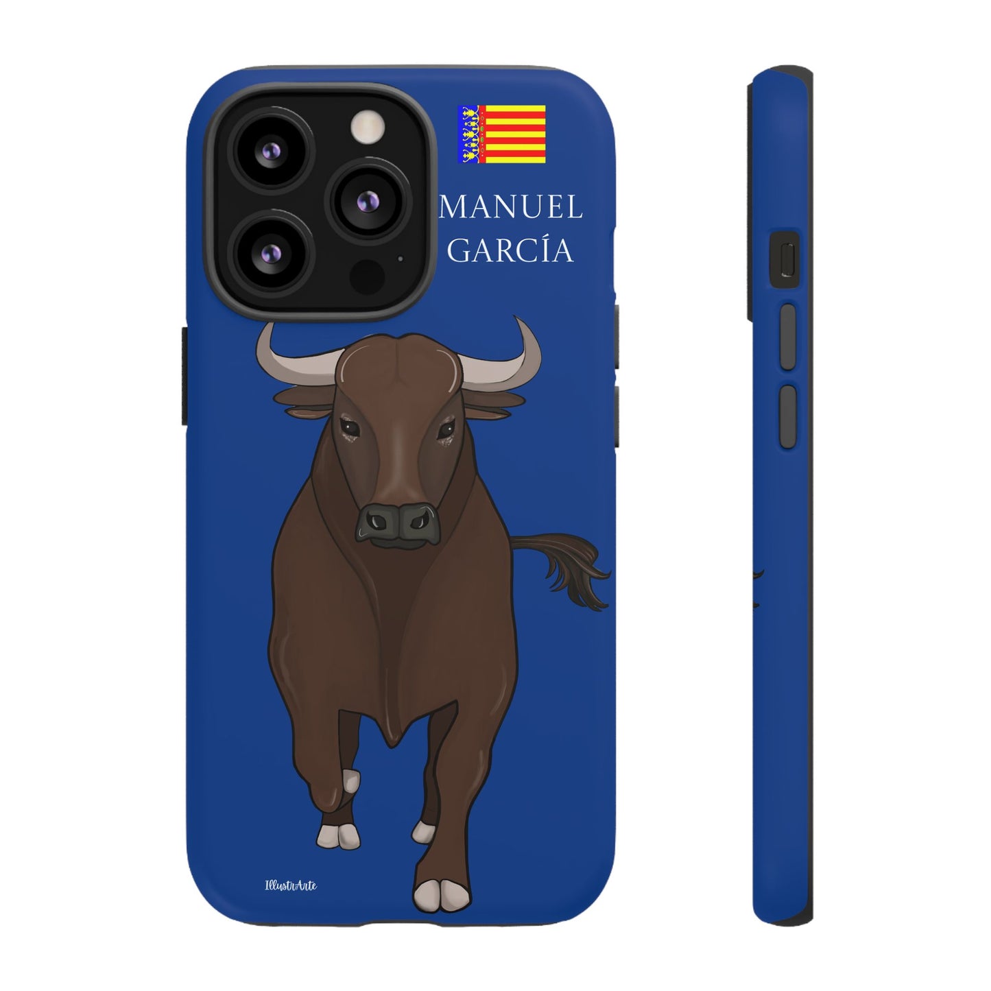 una funda de teléfono con una imagen de un toro