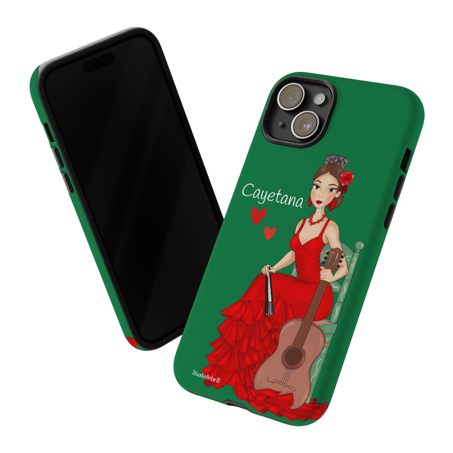 Cayetana personalized phone case with green background – for iPhone, Samsung, Pixel