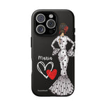 Personalised phone case flamenco dancer María, white dress for iPhone 16 Pro, matte finish – illustrArte