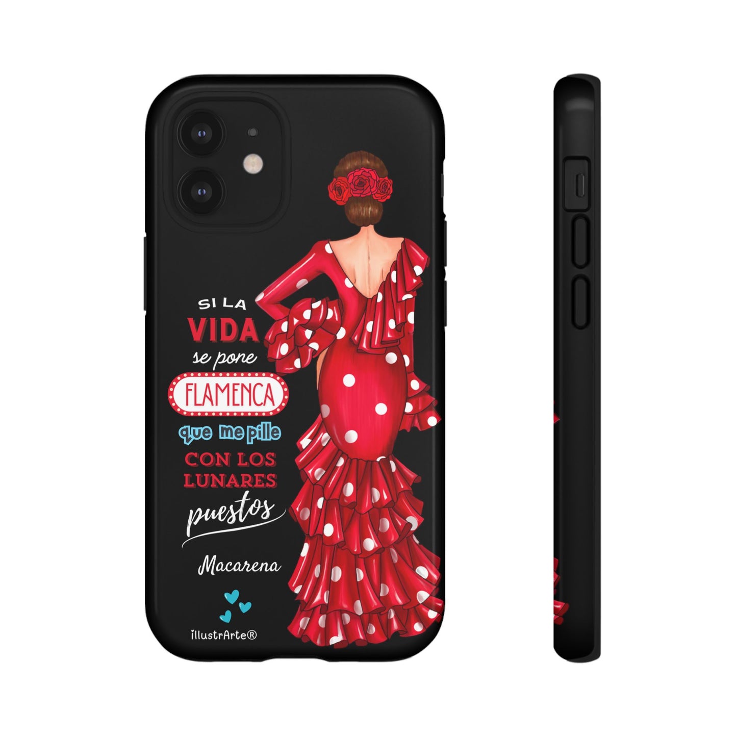 Funda de teléfono personalizable  - Modelo Macarena con frase  Para iPhone, Samsung Y Google Pixel