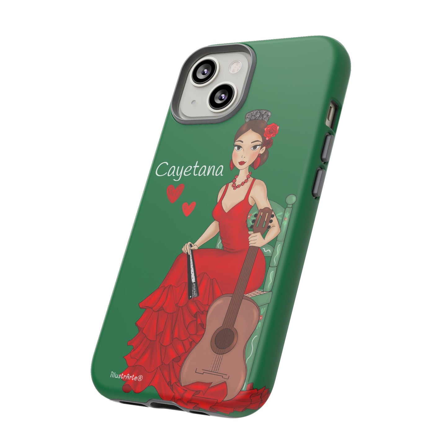 Cayetana personalized phone case with green background – for iPhone, Samsung, Pixel