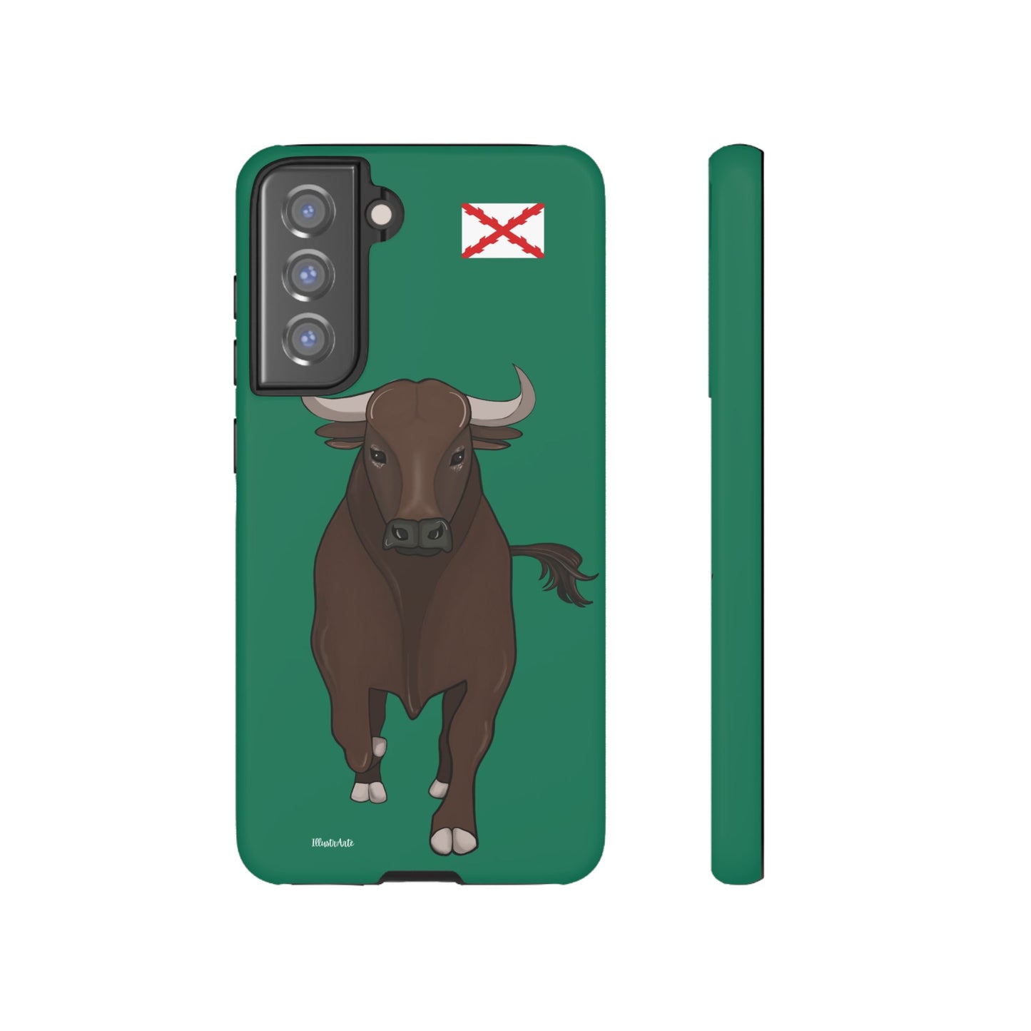 una funda de teléfono con un toro en ella