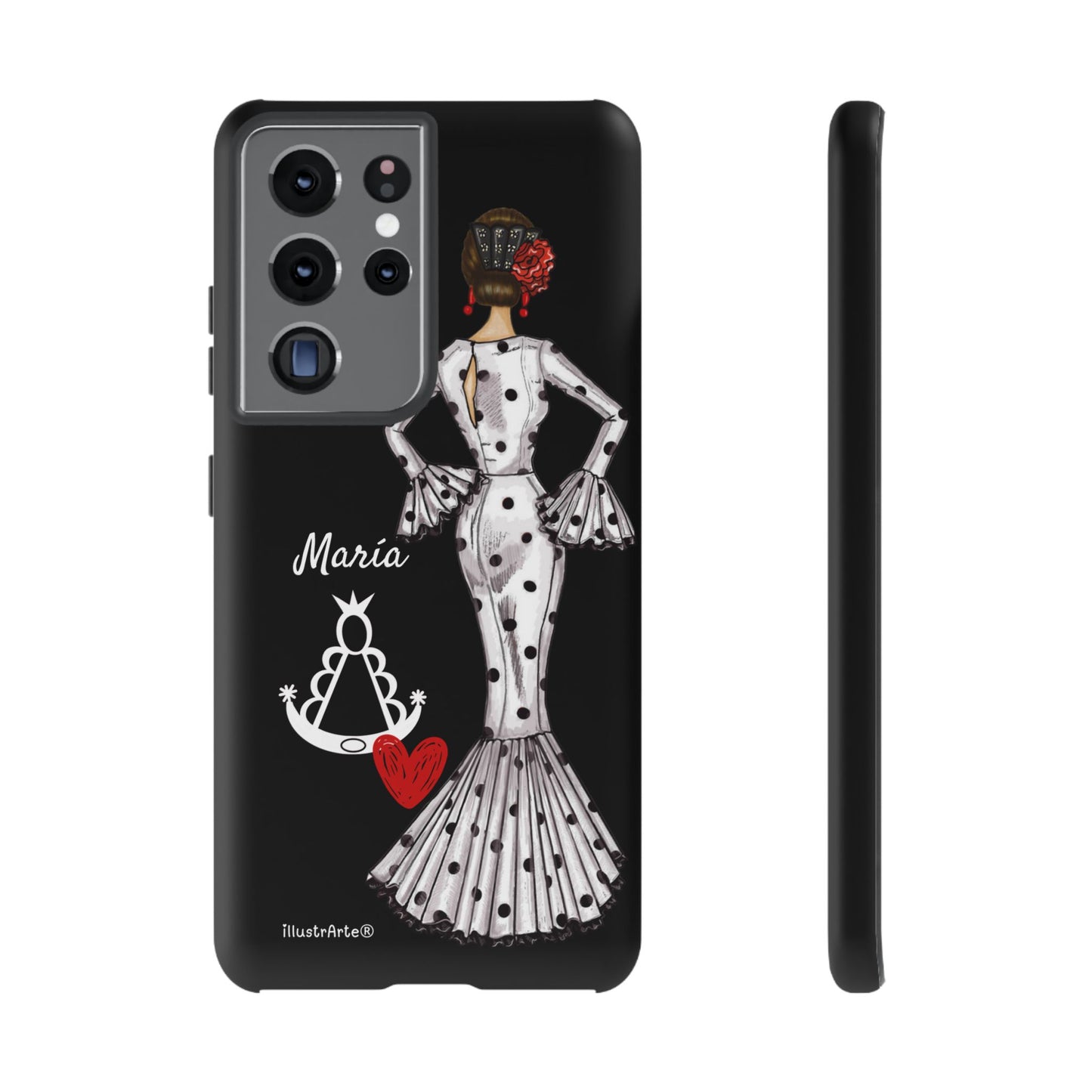 Funda de teléfono personalizable María blanco Virgen del Rocío – para iPhone, Samsung, Pixel