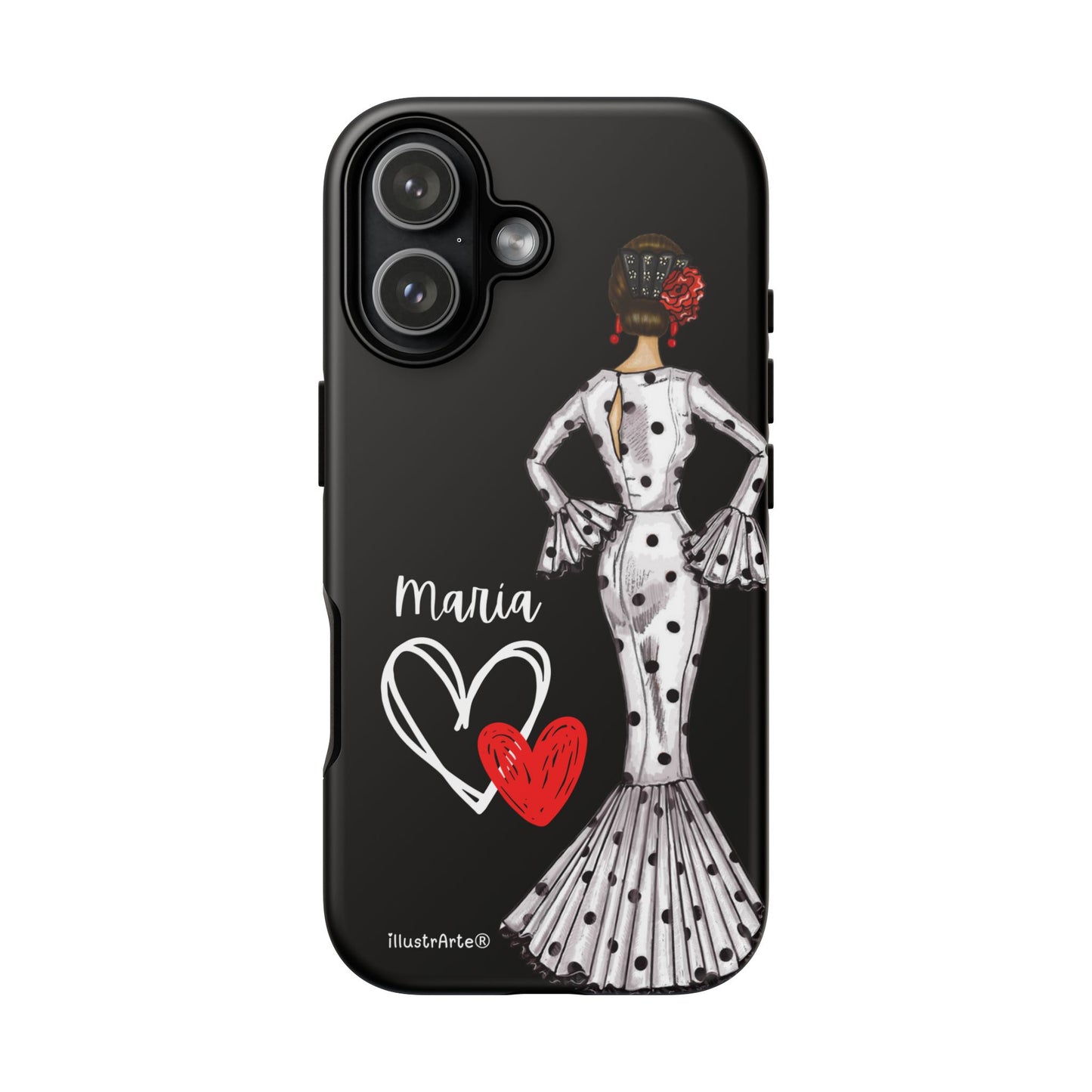 Capa de telefone personalizável com nome/bandeira/Virgem - modelo Maria em vestido branco Para iPhone, Samsung e Google Pixel