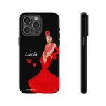 Personalised phone case flamenco dancer Lucía for iPhone 15 Pro Max, gloss finish – illustrArte