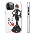 Personalised phone case flamenco dancer María, black dress for iPhone 12 Pro Max, gloss finish – illustrArte