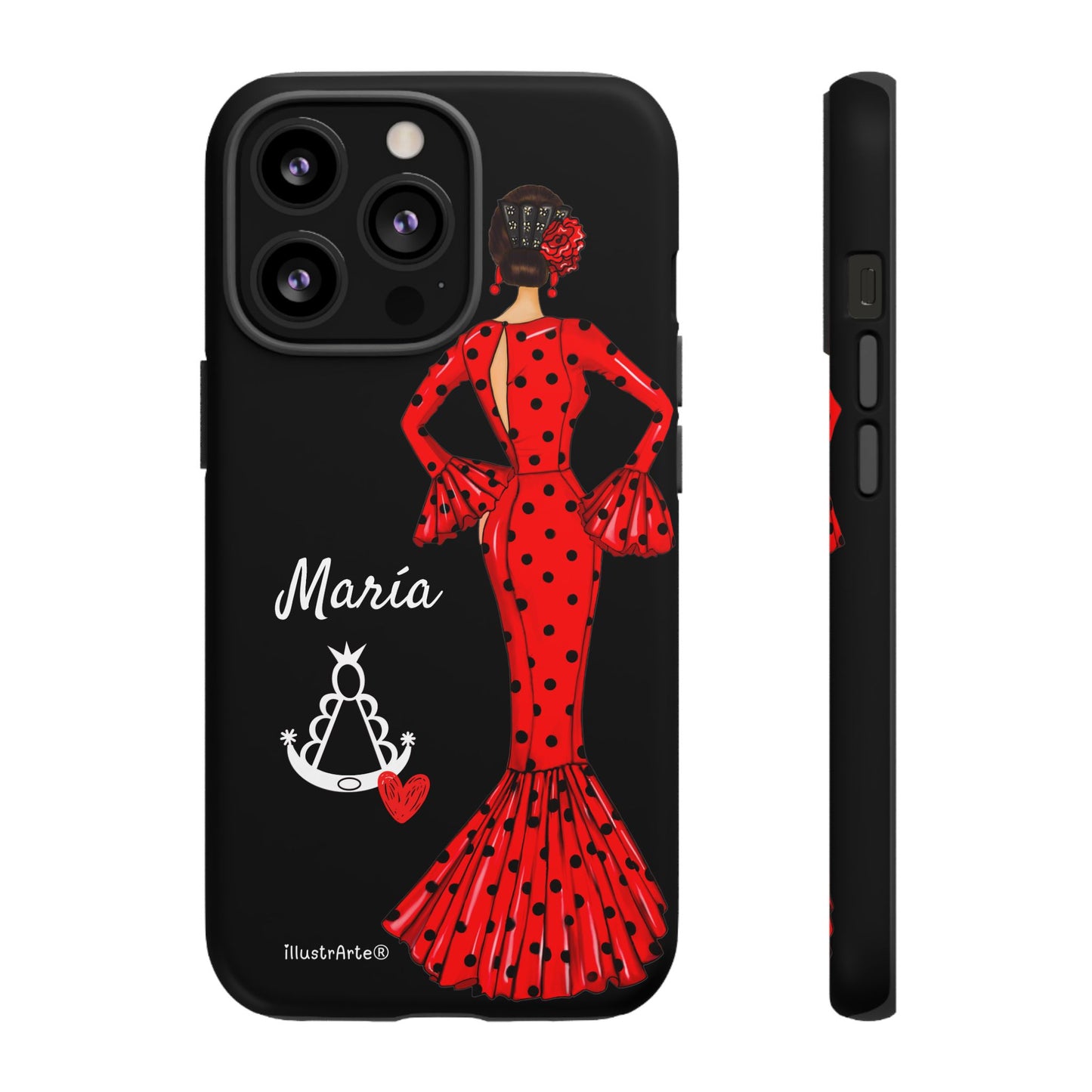 Personalized phone case Maria red hair dark background black – for iPhone, Samsung, Pixel