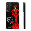 Funda de teléfono personalizable María rojo fondo negro – para iPhone, Samsung, Pixel