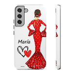 Personalised phone case flamenco dancer María, red dress for Samsung Galaxy S22 Plus, gloss finish – illustrArte