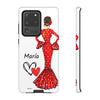 Funda de teléfono personalizada María vestido rojo – iPhone, Samsung, Pixel
