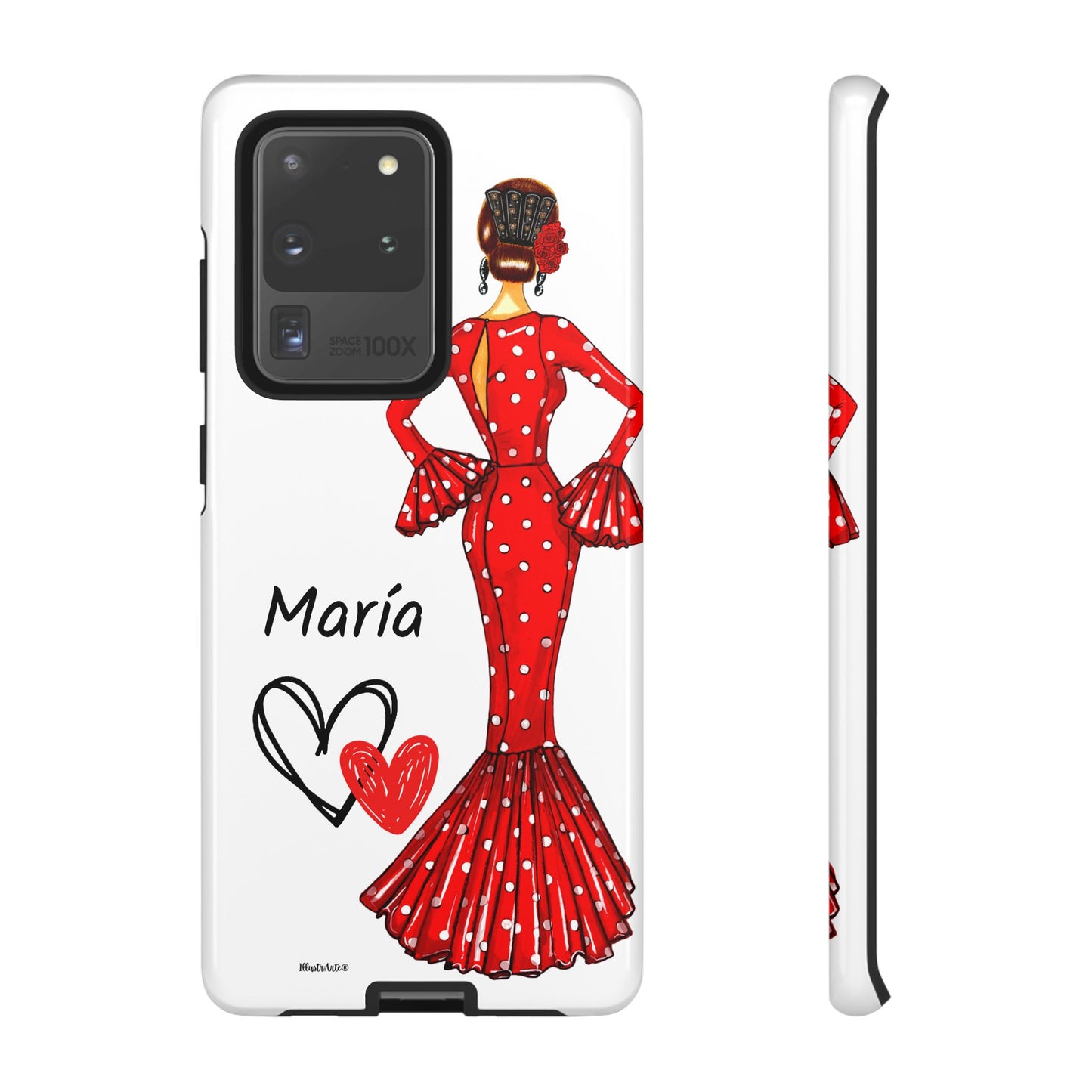 Funda de teléfono personalizada María vestido rojo – iPhone, Samsung, Pixel