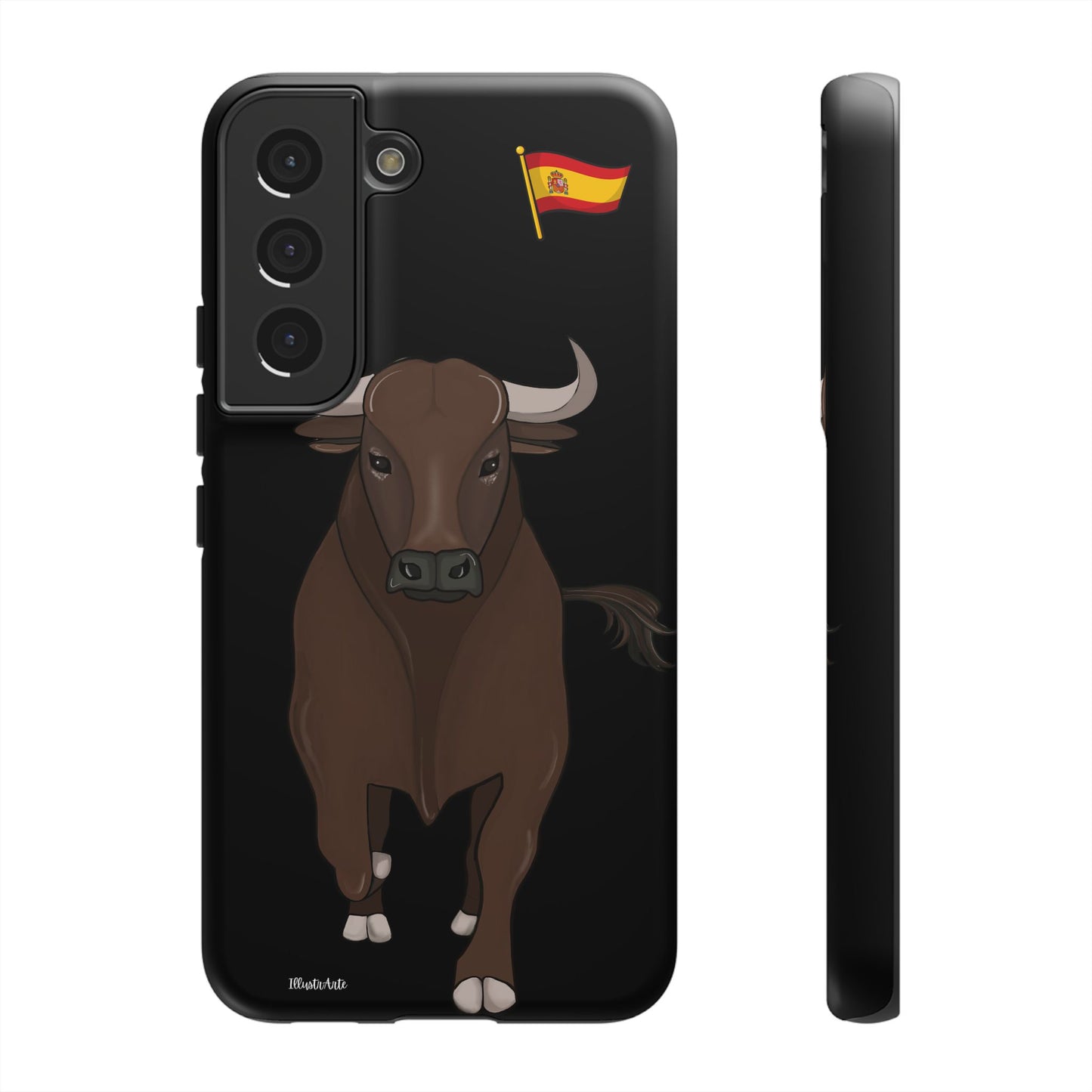 una funda de teléfono con un toro en ella