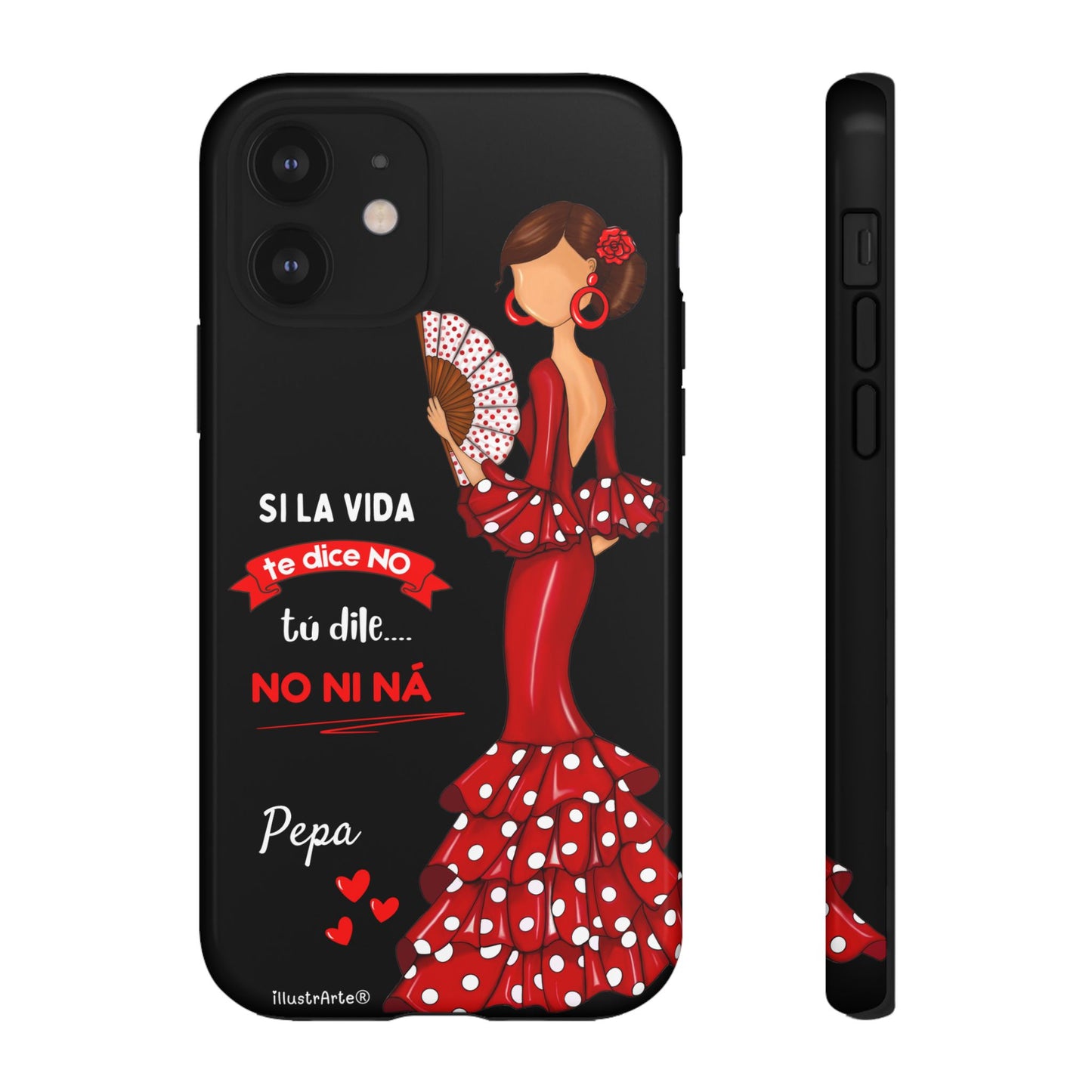 Funda de teléfono personalizable  - Modelo Pepa con frase Para iPhone, Samsung