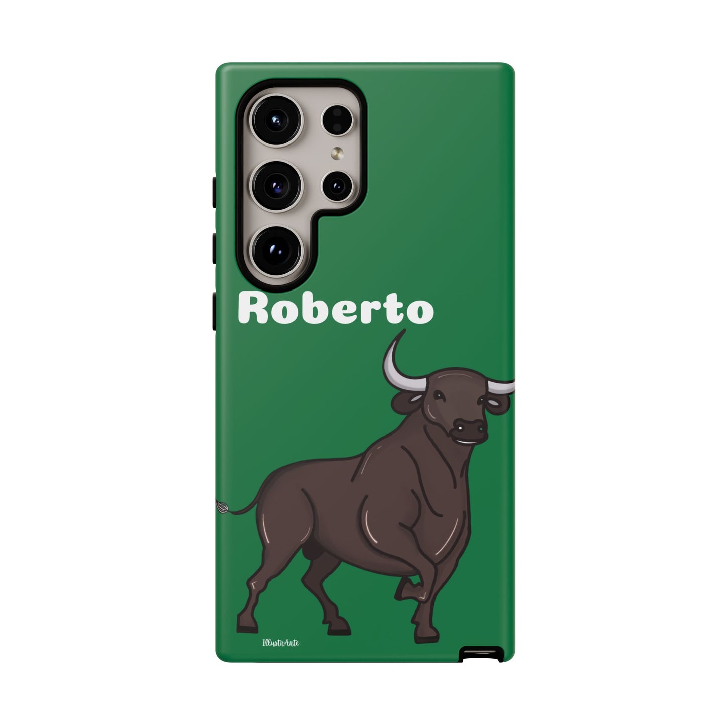 una funda de teléfono con un toro en ella