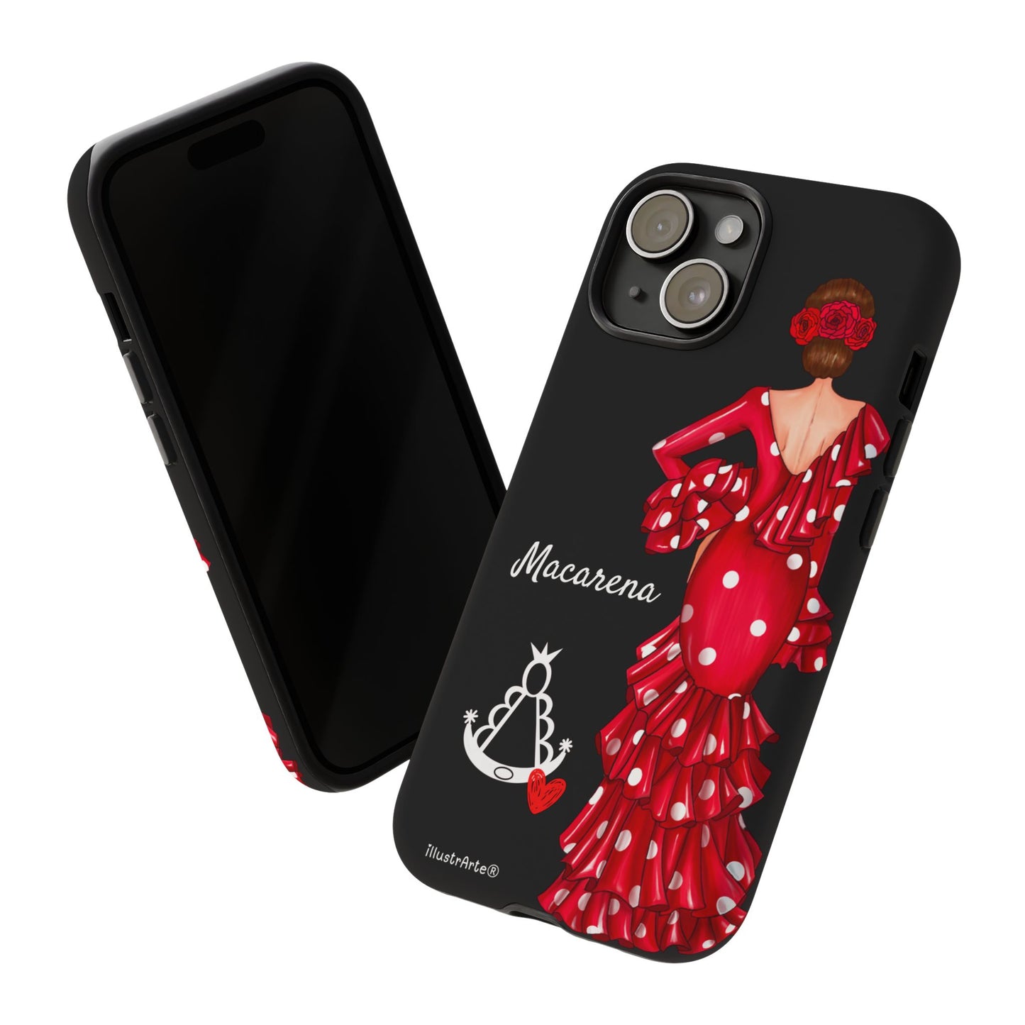 Funda de teléfono personalizada Macarena negro – para iPhone, Samsung, Pixel