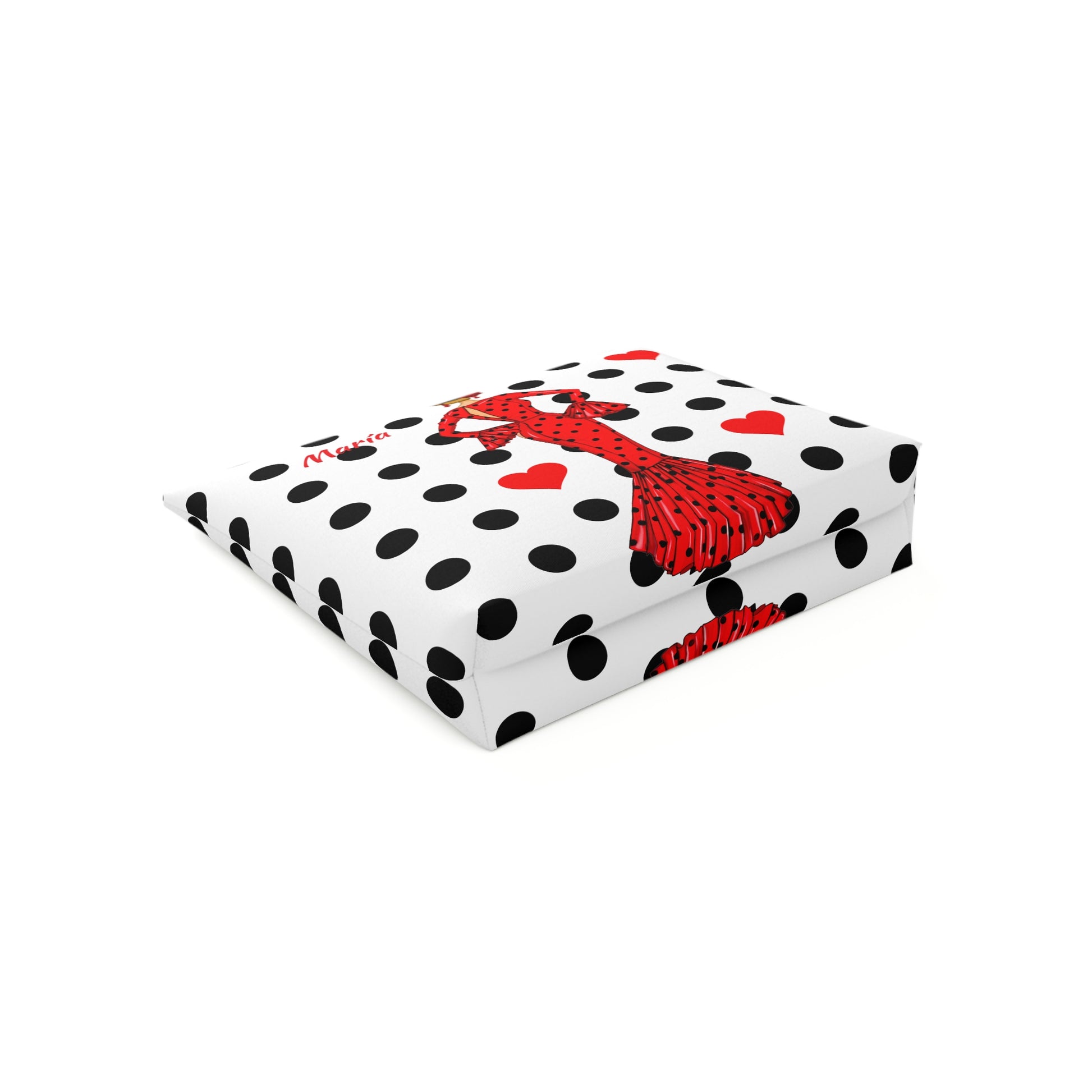 a white box with a red giraffe on it