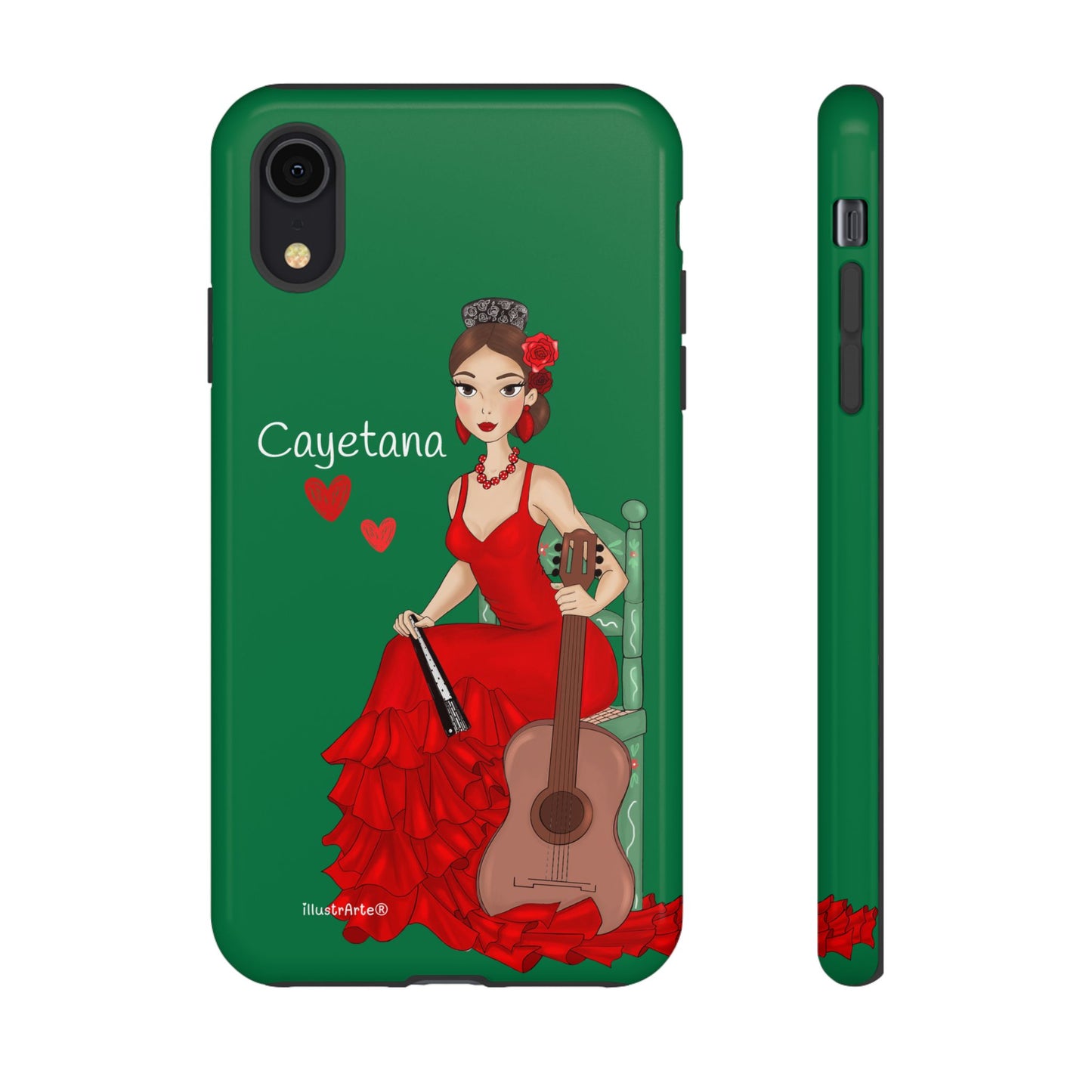 Cayetana personalized phone case with green background – for iPhone, Samsung, Pixel