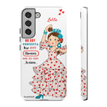 Personalised phone case flamenco dancer Lolita, with quote for Samsung Galaxy S22 Plus, gloss finish – illustrArte