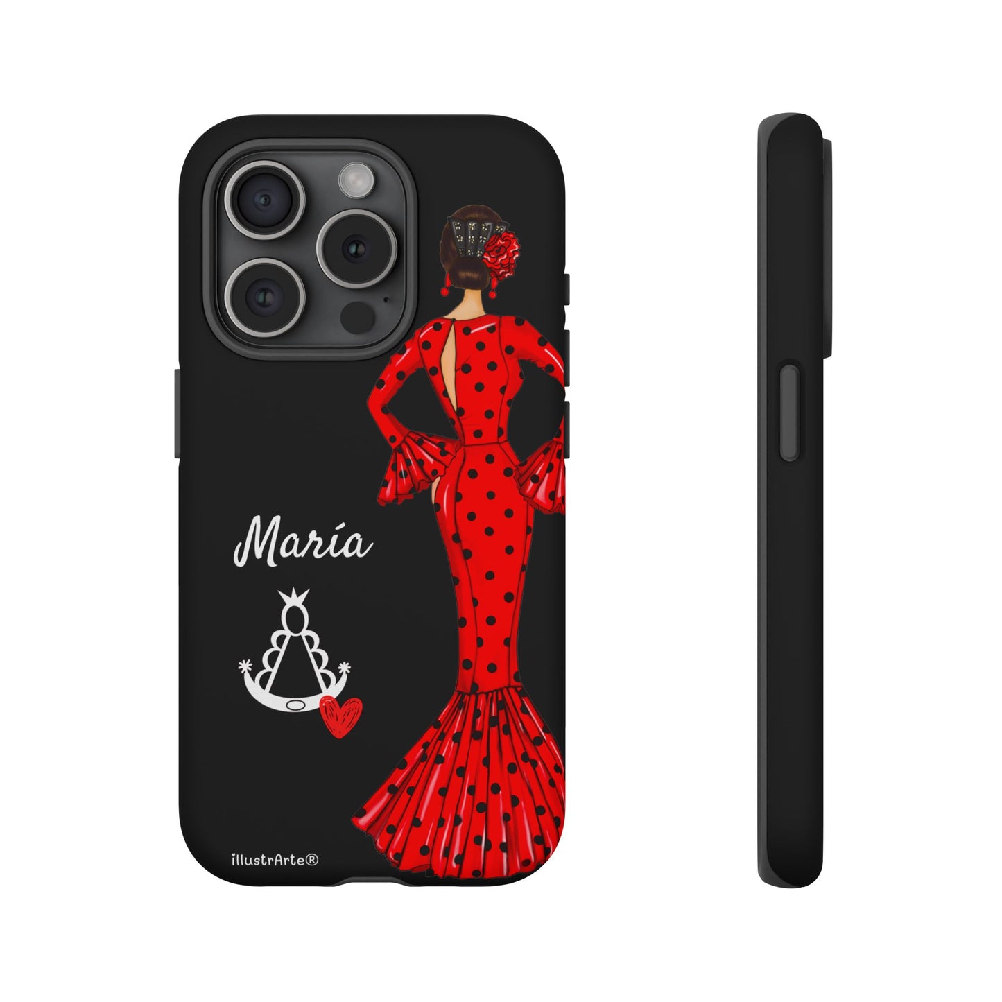 Personalized phone case Maria red hair dark background black – for iPhone, Samsung, Pixel