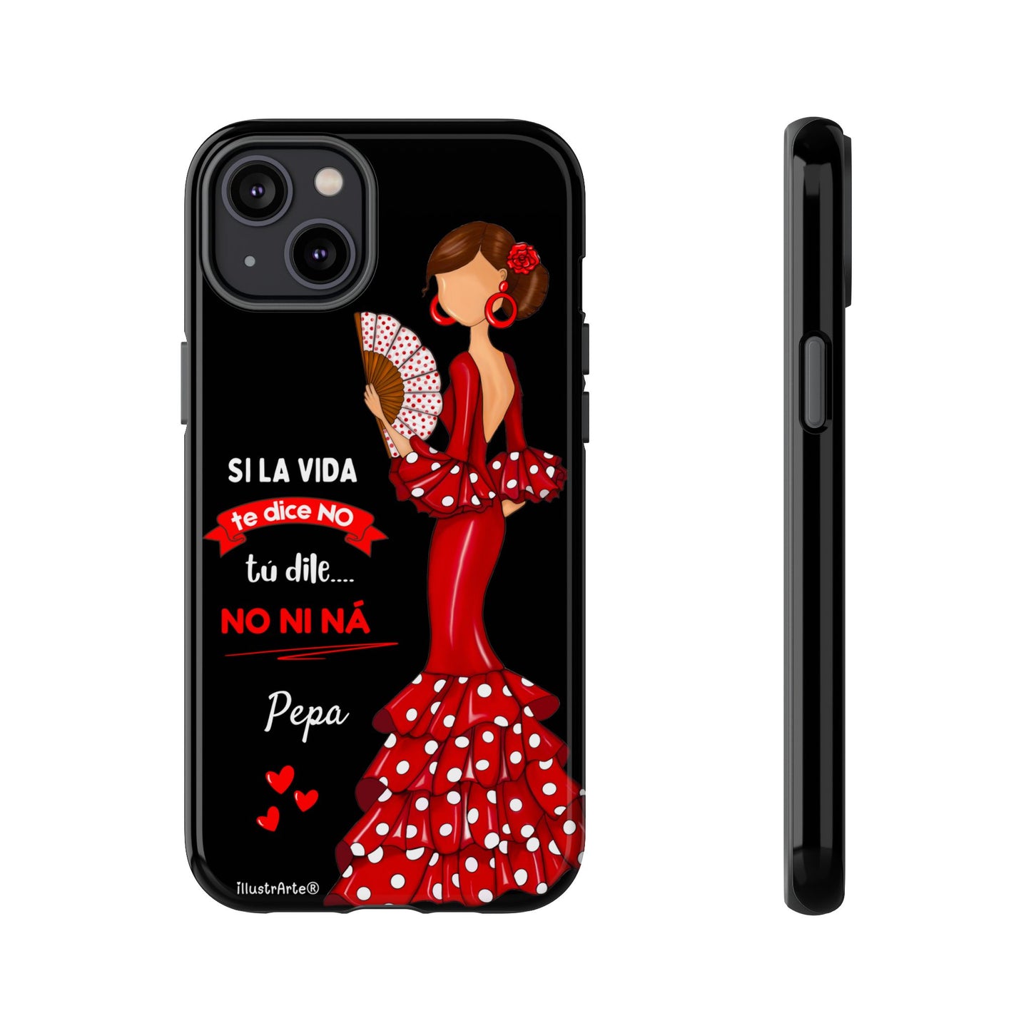 Funda de teléfono personalizable  - Modelo Pepa con frase Para iPhone, Samsung