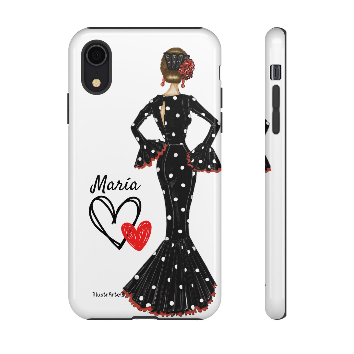 Personalized phone case Maria in black dress – for iPhone, Samsung, Pixel
