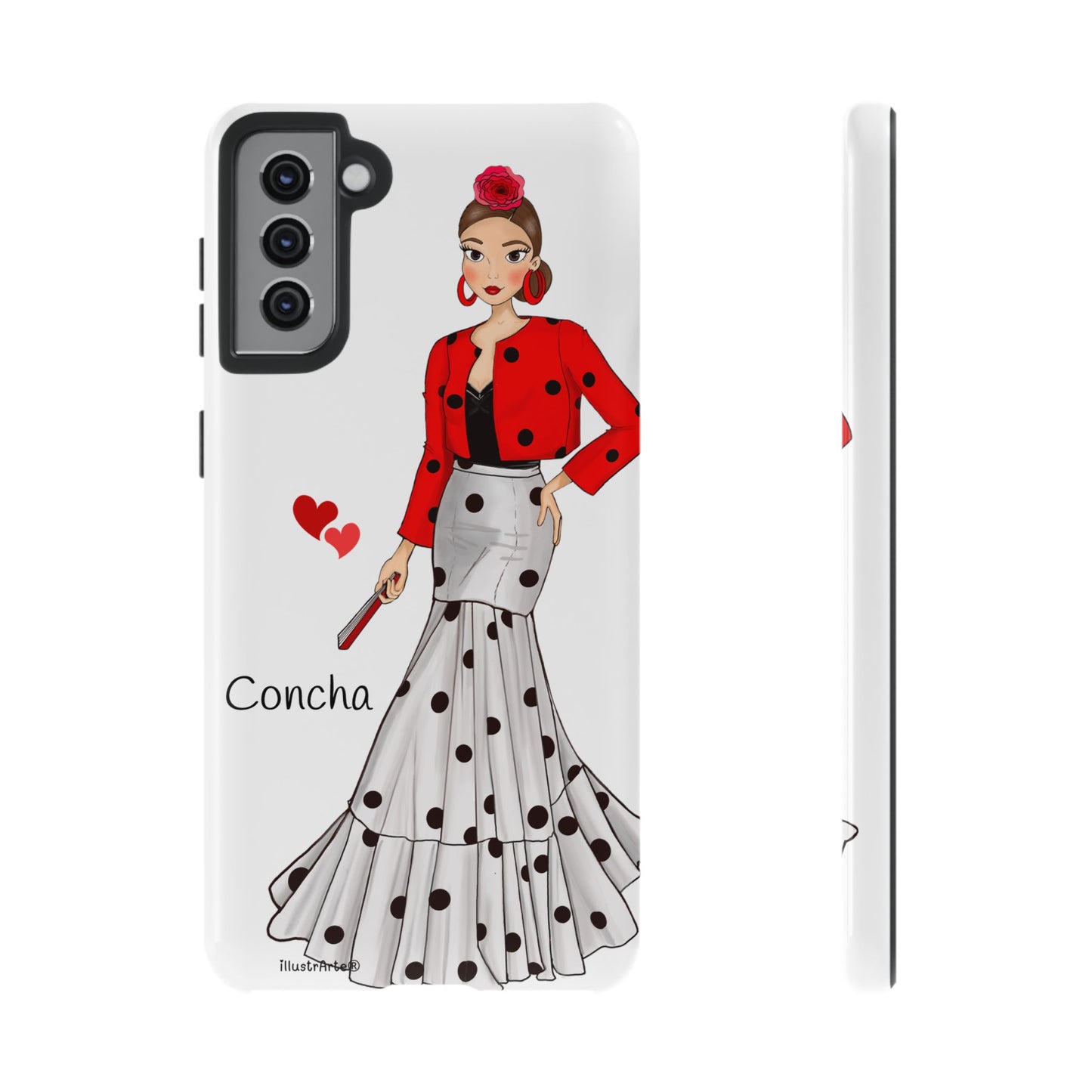 Diseño exclusivo de la funda de teléfono personalizable modelo Conchita, ideal para dar un toque único a tu móvil.