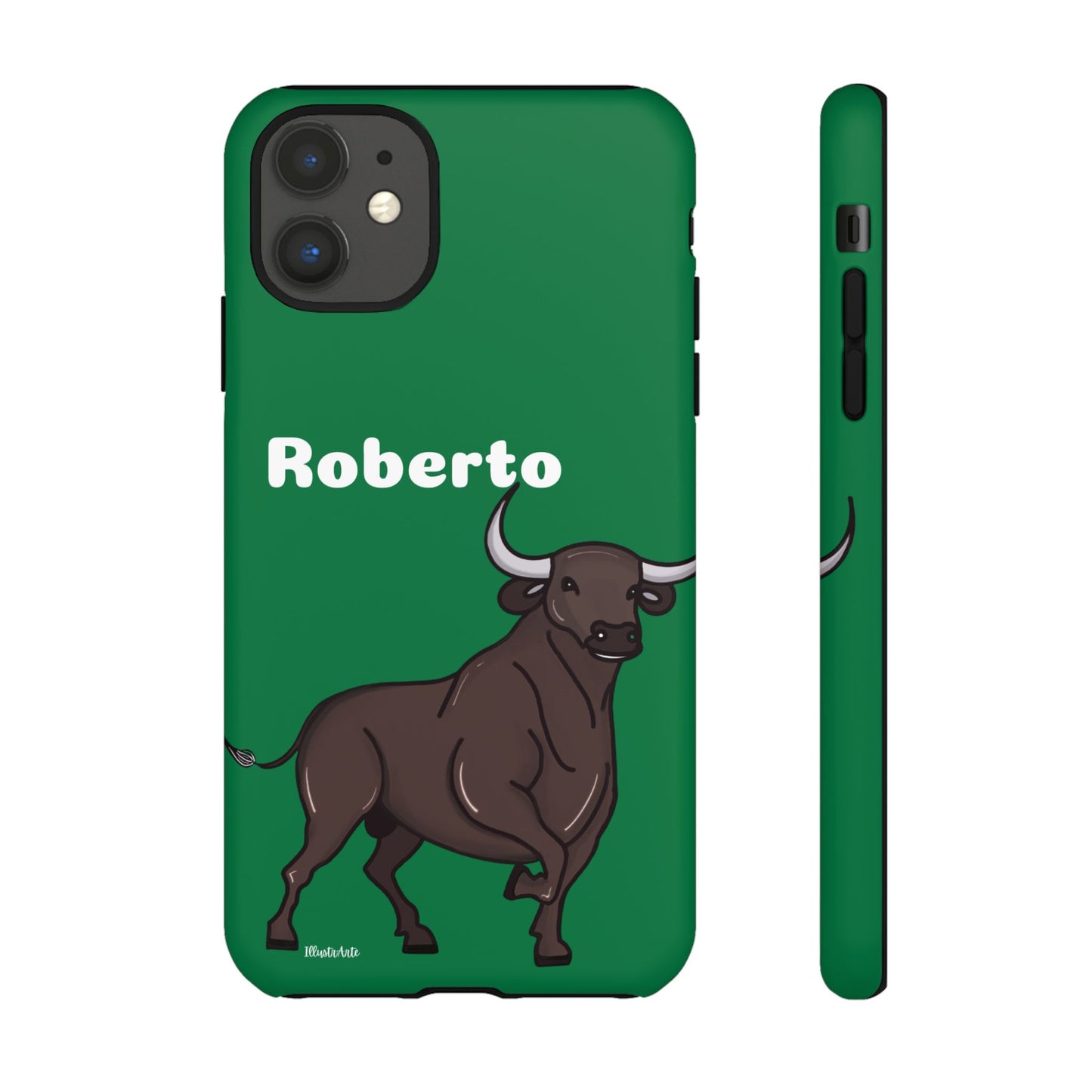 una funda de teléfono con un toro en ella