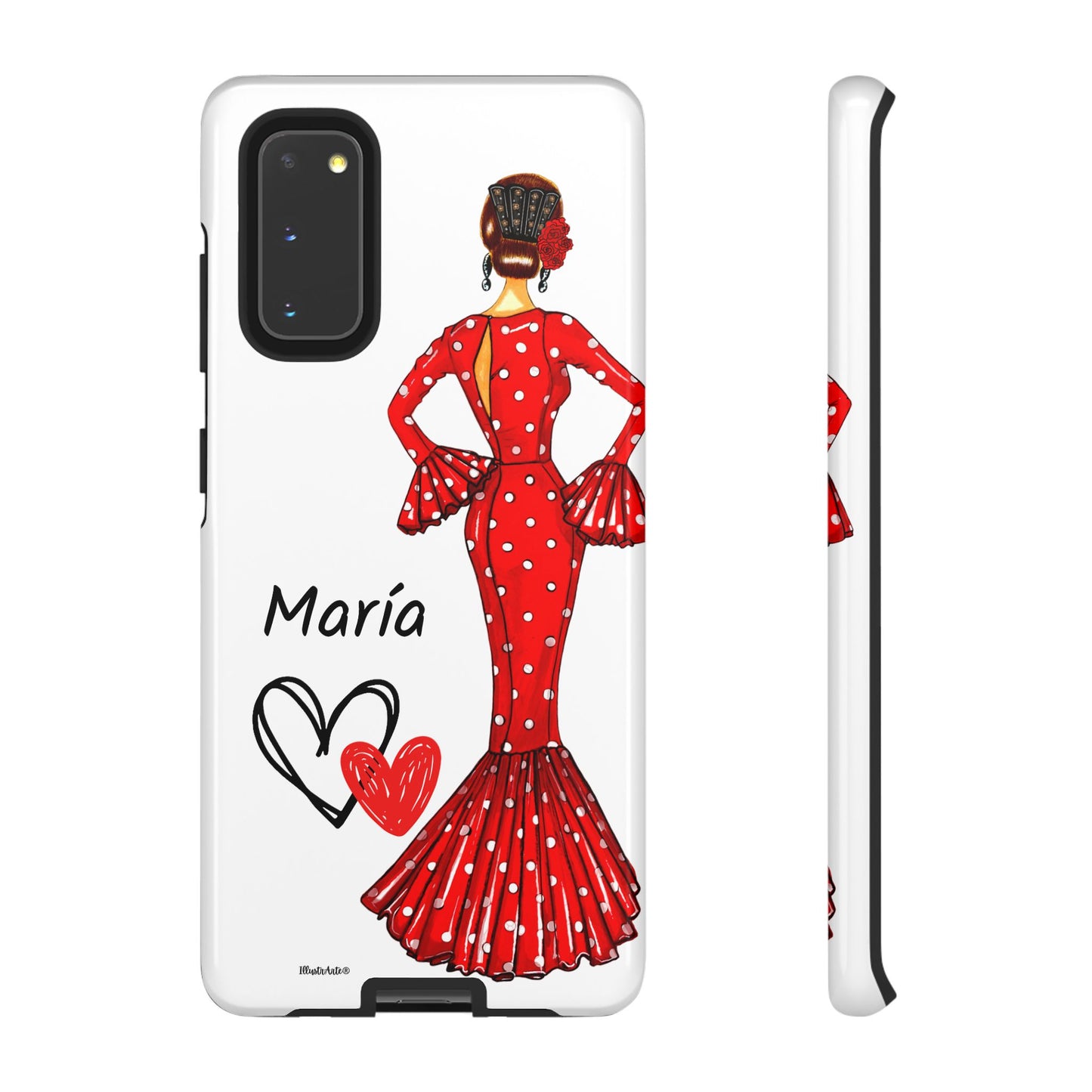 Funda de teléfono personalizada María vestido rojo – iPhone, Samsung, Pixel